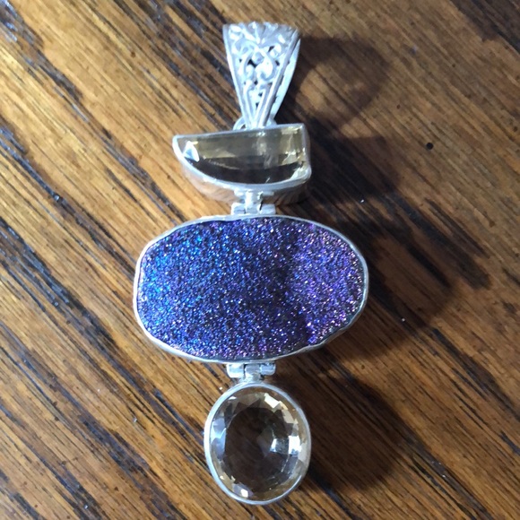 925 Silver pendant with citrine stones - Picture 3 of 4